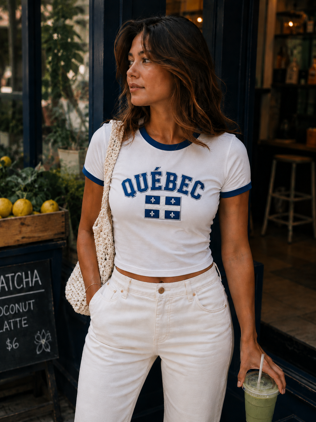Vintage Quebec Baby Tee - White