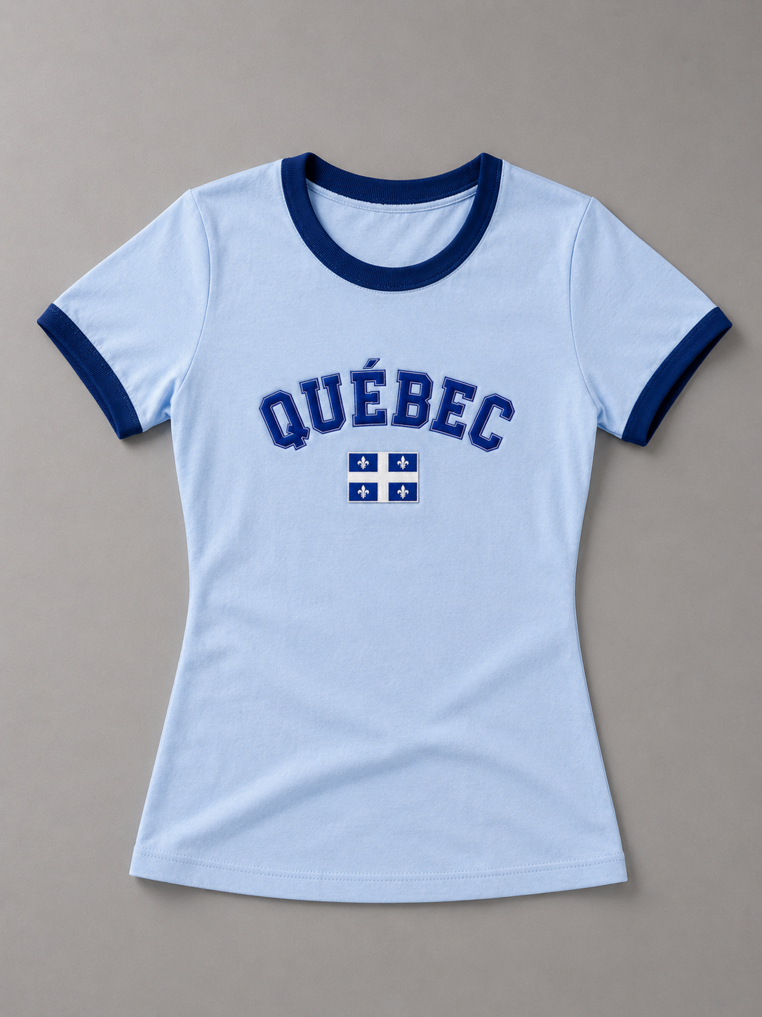 Vintage Quebec Baby Tee - Powder Blue