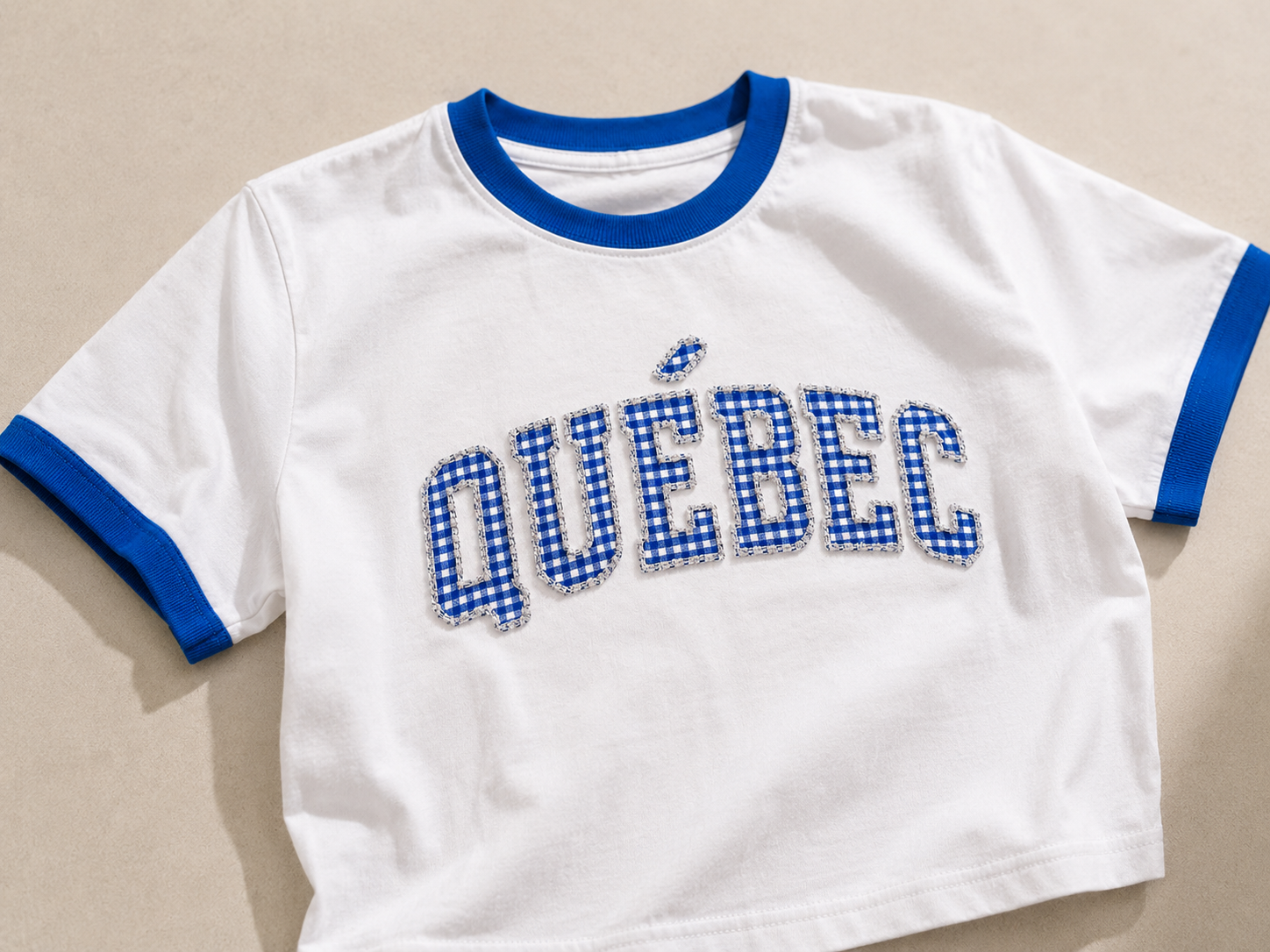 Quebec Embroidered Baby Tee - White